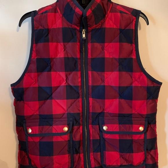 J.Crew Plaid Zip Up Vest Sz Medium - Picture 1 of 9